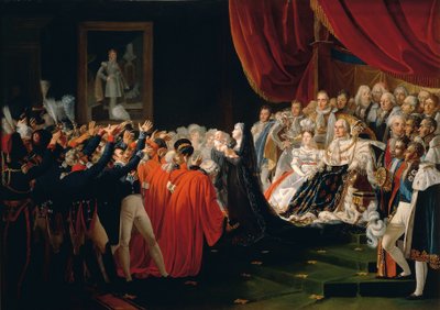 Francja, Wersal, księżna Berry przedstawiająca księcia Bordeaux gapiom autorstwa Charles Nicolas Raphael Lafond