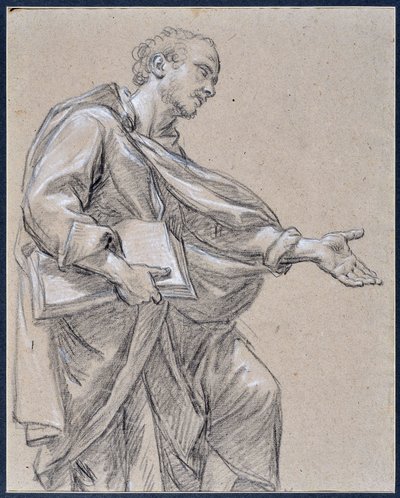 Drapowana figurka trzymająca książkę (rysunek) autorstwa Charles Parrocel