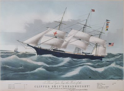 Amerykański kliper „Dreadnought”, litografia Nathaniela Curriera (1813-88) autorstwa Charles Parsons