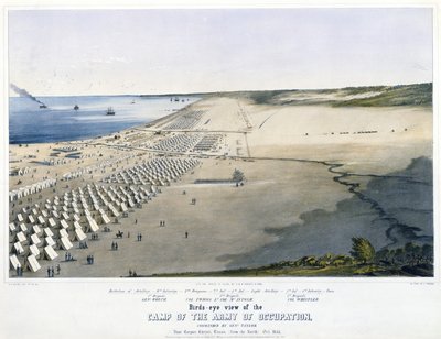 Widok z lotu ptaka na obóz Armii Okupacyjnej dowodzony przez Genl. Taylora. W pobliżu Corpus Christi, Teksas, [od północy] październik 1845. autorstwa Charles Parsons