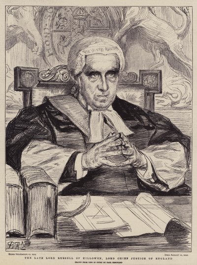 Zmarły Lord Russell of Killowen, Lord Chief Justice of England (lito) autorstwa Charles Paul (after) Renouard