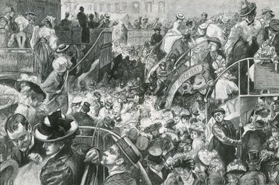 Popularny kurort Cockney: tłum u podnóża wzgórza Highgate w święta państwowe autorstwa Charles Paul Renouard