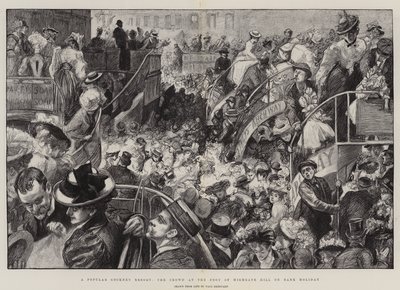 Popularny kurort Cockney, tłum u podnóża wzgórza Highgate w święta państwowe autorstwa Charles Paul Renouard