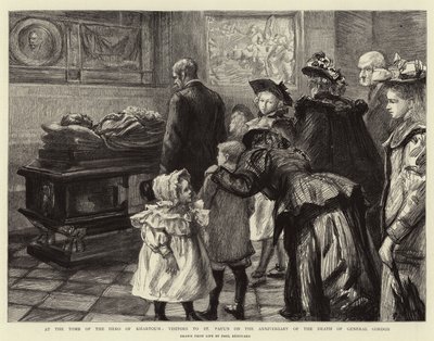 Przy grobie bohatera Chartumu, zwiedzający kościół św. Pawła w rocznicę śmierci generała Gordona autorstwa Charles Paul Renouard