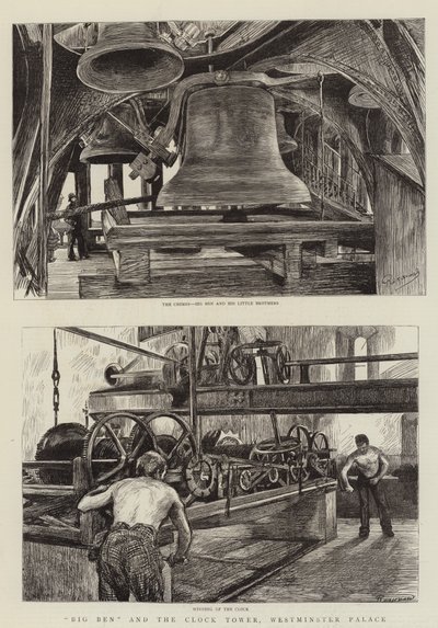 Big Ben i Wieża Zegarowa, Pałac Westminsterski autorstwa Charles Paul Renouard
