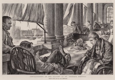 Rekonwalescenci na balkonie w szpitalu św. Tomasza autorstwa Charles Paul Renouard