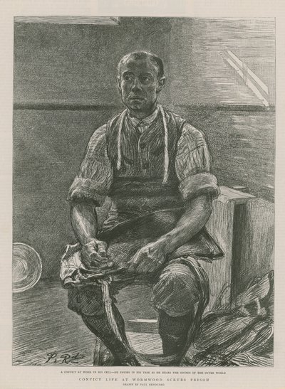 Skazaniec życie w więzieniu Wormwood Scrubs (grawerowanie) autorstwa Charles Paul Renouard