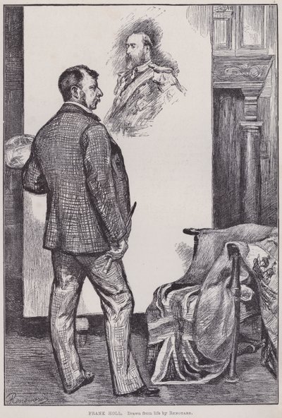 Frank Holl, obraz w swojej pracowni (grafika) autorstwa Charles Paul Renouard