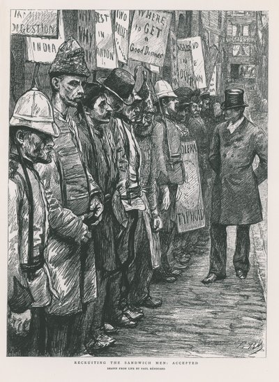 Rekrutacja ludzi kanapek (grawerowanie) autorstwa Charles Paul Renouard
