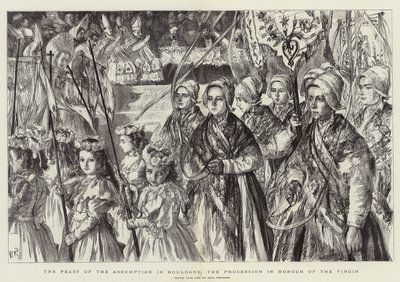 Święto Wniebowzięcia w Boulogne, procesja ku czci Matki Boskiej autorstwa Charles Paul Renouard