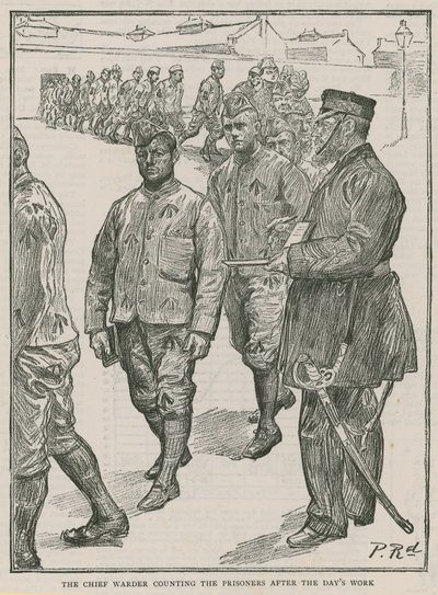 Główny dozorca liczący więźniów po dniu pracy autorstwa Charles Paul Renouard