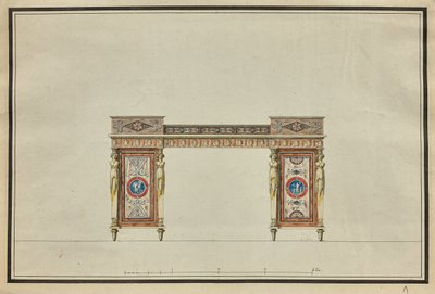 Projekt biurka, ok. 1800. autorstwa Charles Percier
