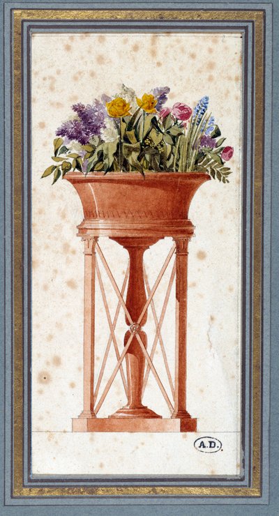 Projekt ogrodu mahoniowego autorstwa Charlesa Perciera (1764-1836), architekta i dekoratora. Akwarela. Paryż. Sztuka dekoracyjna autorstwa Charles Percier