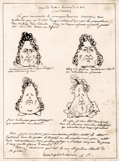 Krokodyle wykonane na rozprawie 14 listopada - rysunek Ludwik Filip w gruszy autorstwa Karola Filipona (1800-1862) - 1832 - (Ludwik Filip stopniowo zamienia się w gruszkę) autorstwa Charles Philipon