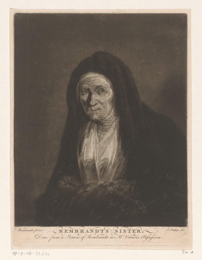 Portret nieznanej staruszki Rembrandts - siostra (tytuł na obiekcie) autorstwa Charles Phillips