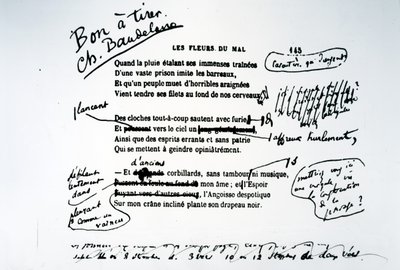 Poprawiony dowód Kwiatów zła autorstwa Charles Pierre Baudelaire