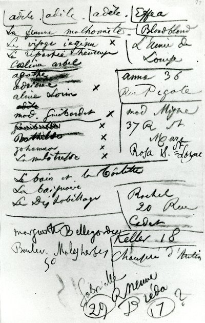 Strona notatnika (ołówek na papierze) (zdjęcie czarno-białe) autorstwa Charles Pierre Baudelaire