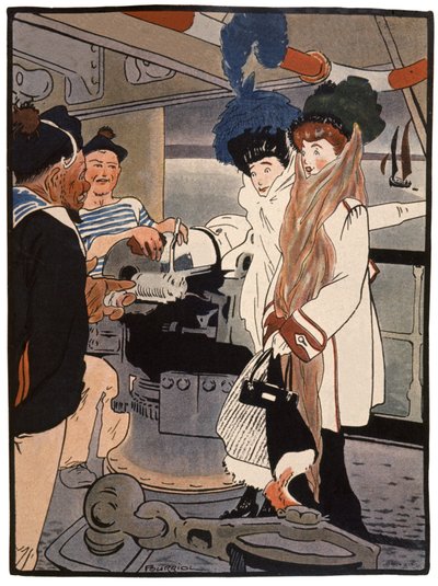 Okręt wojenny, ok. 1900 (druk) autorstwa Charles Pourriol