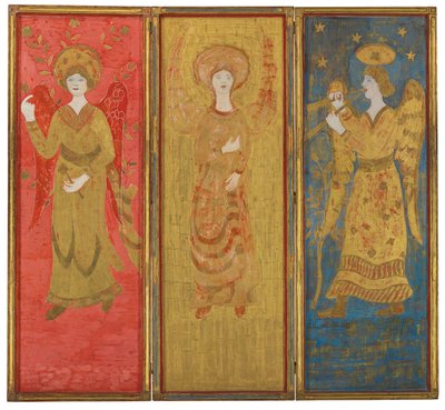 Trójpanelowy ekran (rewers), ok. 1916-17 (olej i złoty płatek na drewnie zagęszczonym) autorstwa Charles Prendergast
