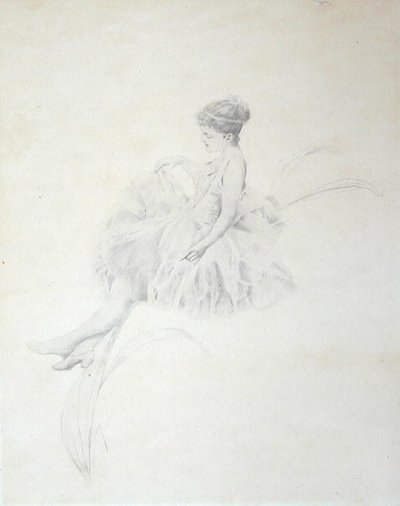 Wróżka na lilii (silverpoint) autorstwa Charles Prosper Sainton