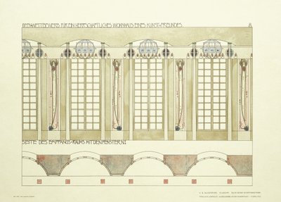 Recepcja i Sala Muzyczna, ok. 1901 (litografia kolorowa) autorstwa Charles Rennie (after) Mackintosh