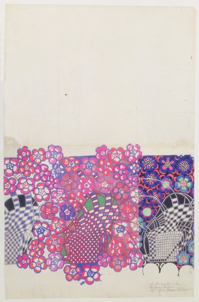 Niebieski i różowy wzór kwiatu tytoniu autorstwa Charles Rennie Mackintosh