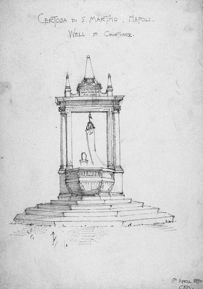 Dom zakonny S. Martino, Neapol, studnia na dziedzińcu, 1891 autorstwa Charles Rennie Mackintosh