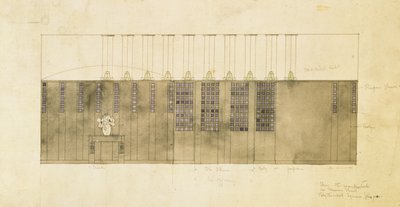 Projekt ściany, stołu i drzwi, 1905 (wc nad piórem i atramentem na papierze) autorstwa Charles Rennie Mackintosh