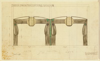 Projekt stoiska wystawowego dla Francisa Smitha, używanego na wystawie w Glasgow, pokazany w elewacji, 1901 autorstwa Charles Rennie Mackintosh