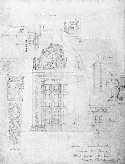 Drzwi w małym krużganku, Certosa di Pavia, 1891 autorstwa Charles Rennie Mackintosh