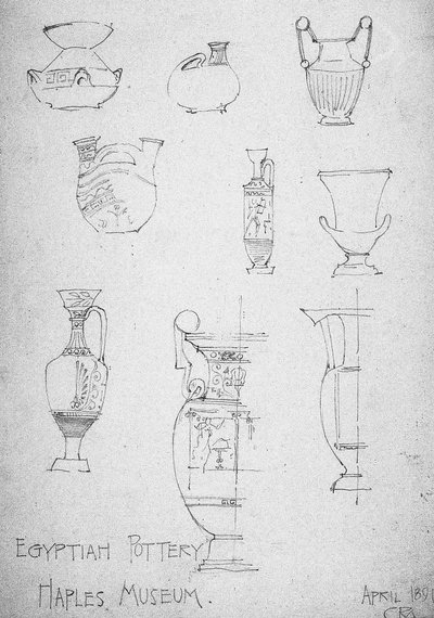 Ceramika Egipska, Muzeum Neapolu, 1891 autorstwa Charles Rennie Mackintosh