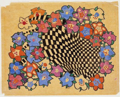 Wzór tkaniny w kwiaty i kratkę, ok. 1916 autorstwa Charles Rennie Mackintosh