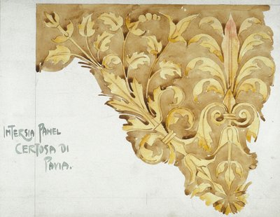 Intarsia Panel, Certosa di Pavia, 1891 (ołówek i akwarela na papierze) autorstwa Charles Rennie Mackintosh