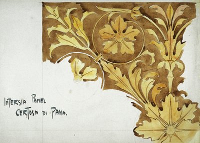 Panel intarsji, Certosa di Pavia, 1891 (ołówek i akwarela na papierze) autorstwa Charles Rennie Mackintosh