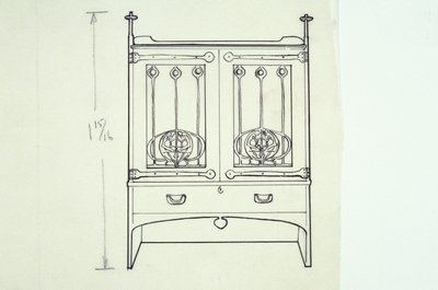 Rysowanie linii mebli (toaletka), ok. 1910 (tusz na papierze) autorstwa Charles Rennie Mackintosh