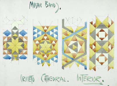 Mozaiki, katedra w Orvieto, wnętrze, 1891 (ołówek i akwarela na papierze) autorstwa Charles Rennie Mackintosh