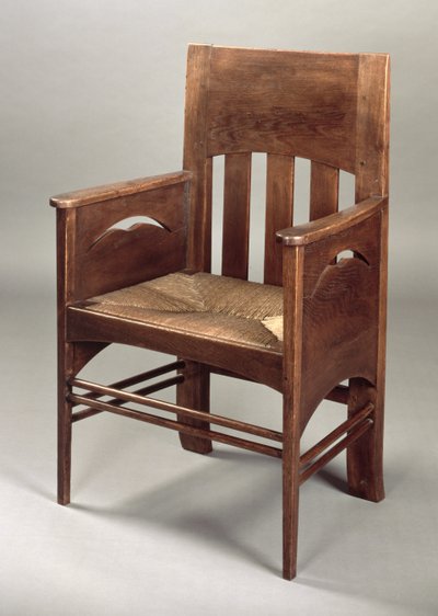 Fotel dębowy, ok.1897 (drewno dębowe i szuwar) autorstwa Charles Rennie Mackintosh