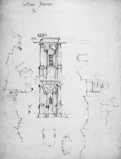 Dziedziniec pałacowy, Ferrara, 1891 autorstwa Charles Rennie Mackintosh