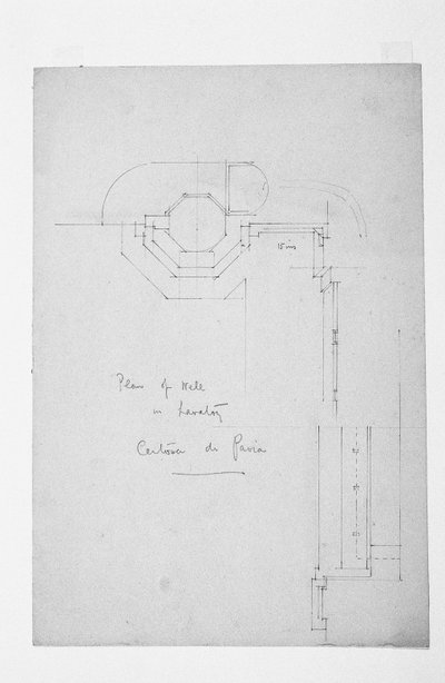 Plan studni w toalecie, Certosa di Pavia, 1891 autorstwa Charles Rennie Mackintosh