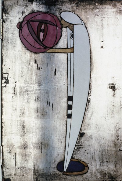 Biała szafka zaprojektowana dla Pani Rowat, 1902 (drewno, witraż, emalia) autorstwa Charles Rennie Mackintosh