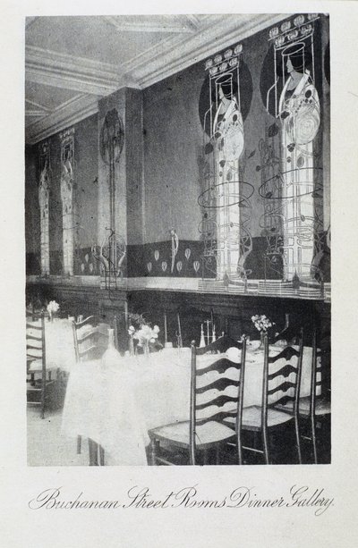 Fragment muralu do Cranston Tearooms, Buchanan Street, Glasgow autorstwa Charles Rennie and MacDonald Mackintosh Margaret Mackintosh