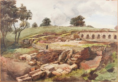 Łaźnia w Chesters z północnego wschodu (farba do ciała, ołówek i wc na papierze) autorstwa Charles Richardson