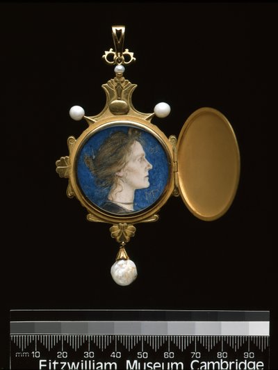 Wisiorek: Miss Edith Emma Cooper (1862-1913) 1901 (złoto, emalia, perła i wc) autorstwa Charles Ricketts