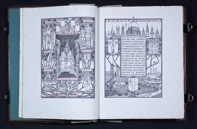 Strona tytułowa i frontispis z „Modlitewnika Edwarda VII”, wydanego przez Essex House Press autorstwa Charles Robert Ashbee