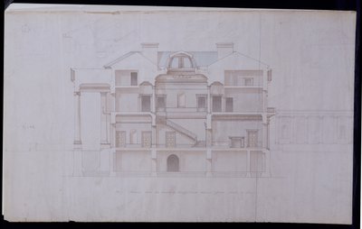 Projekt domu w Lough Crew, hrabstwo Meath, Irlandia, ok. 1825 (pióro, tusz i papier czerpany) autorstwa Charles Robert Cockerell