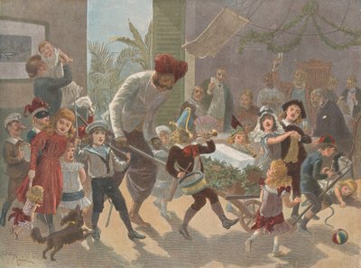 The Yule Log in India — Bringing in the Ice, z The Graphic Christmas Numb..., 2 grudnia 1889. autorstwa Charles Roberts