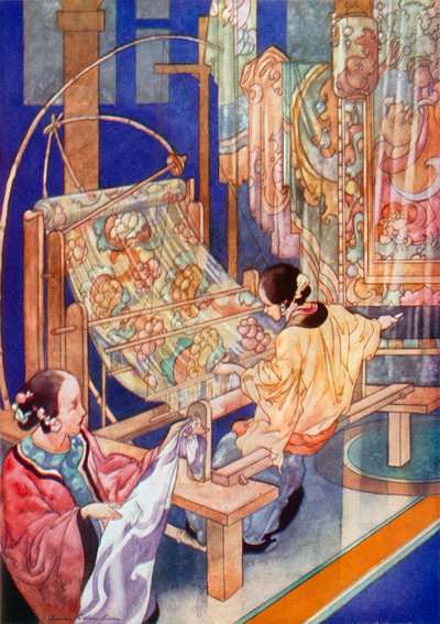 Tkactwo chińskie (litografia kolorowa) autorstwa Charles Robinson