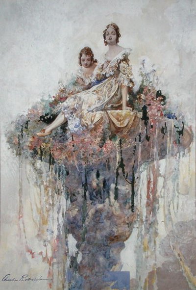 Fontanna Kwiatowa (akwarela na papierze) autorstwa Charles Robinson