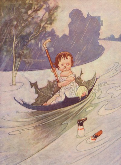 Nigdy nie pada, ale leje (kolorowa litografia) autorstwa Charles Robinson