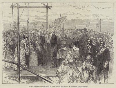 Położenie kamienia węgielnego pod budowę Azylu dla Idiotów w Knowle, Warwickshire autorstwa Sir John Charles Robinson